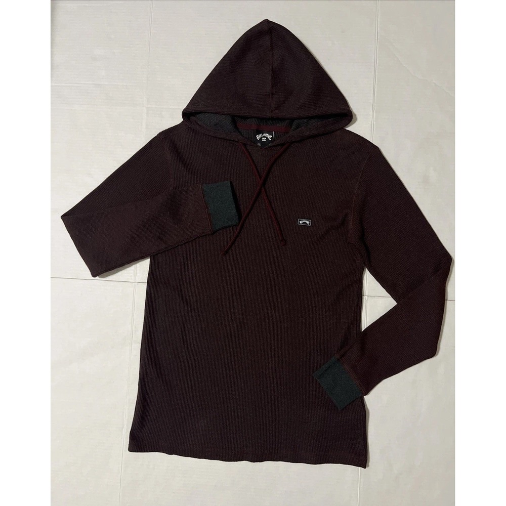 Billabong‎ Men's Keystone Long Sleeve Waffle-Knit Pullover Hoodie Port Sz Small